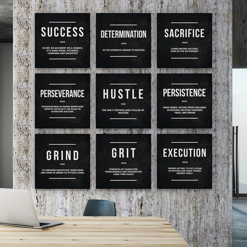 9x Office Decor Motivational Wall Art Canvas Prints | Etsy | Etsy (US)