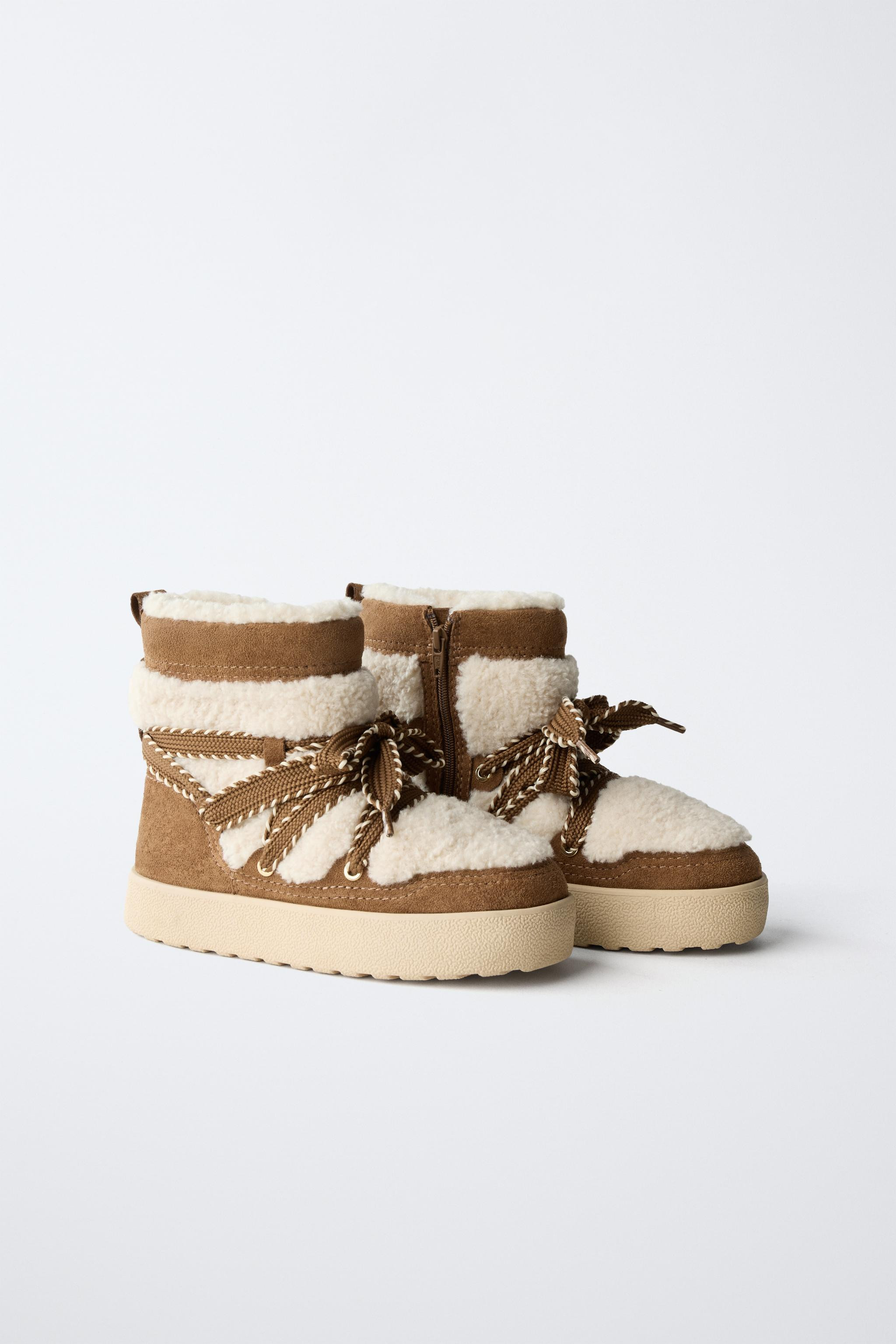 COMBINATION SHEARLING ANKLE BOOTS | Zara US
