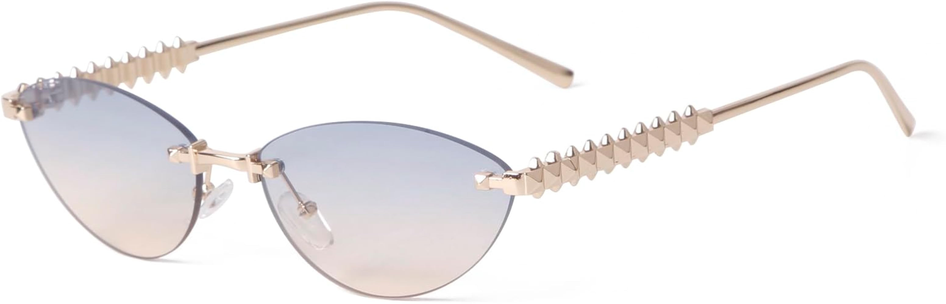 ADE WU Gafas de sol vintage sin montura retro ojo de gato de lujo de metal dorado sin marco | Amazon (US)
