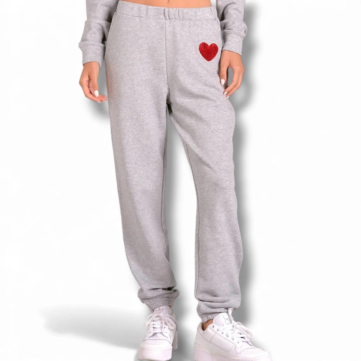 Women's Hearts Desire Sweatpants In Grey/red Heart | Shop Simon