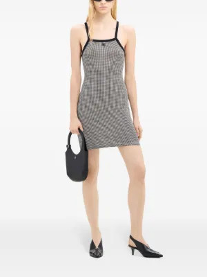 Courrèges contrast-trim Houndstooth Cotton Mini Dress | Black | FARFETCH | Farfetch Global