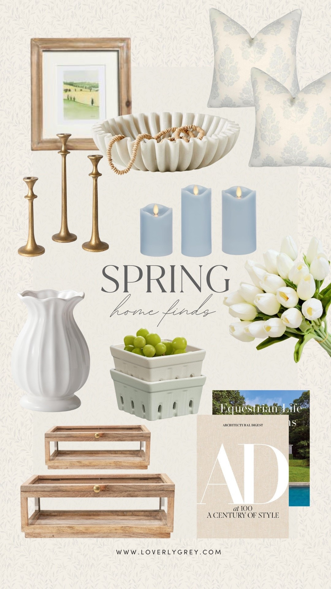 Spring home decor finds that I am currently loving! For shelves and table tops I love the blue candles, white vase and gold candlesticks! The coffee table books and marble bowl would look great stacked on top of each other!

#LTKHome #LTKSeasonal