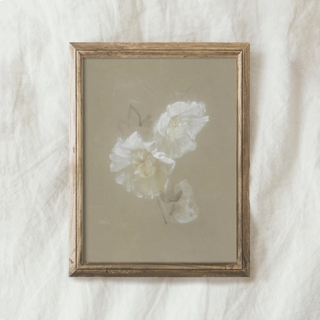 Sage Green Flower Print / Vintage Botanical Painting PRINTABLE / Floral Art Print Digital Downloa... | Etsy (US)