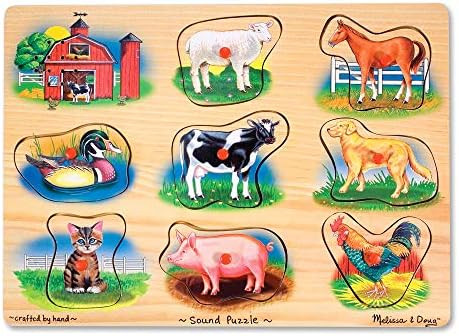 Melissa & Doug Farm Sound Puzzle - Wooden Peg Puzzle With Sound Effects (8 pcs) | Amazon (US)