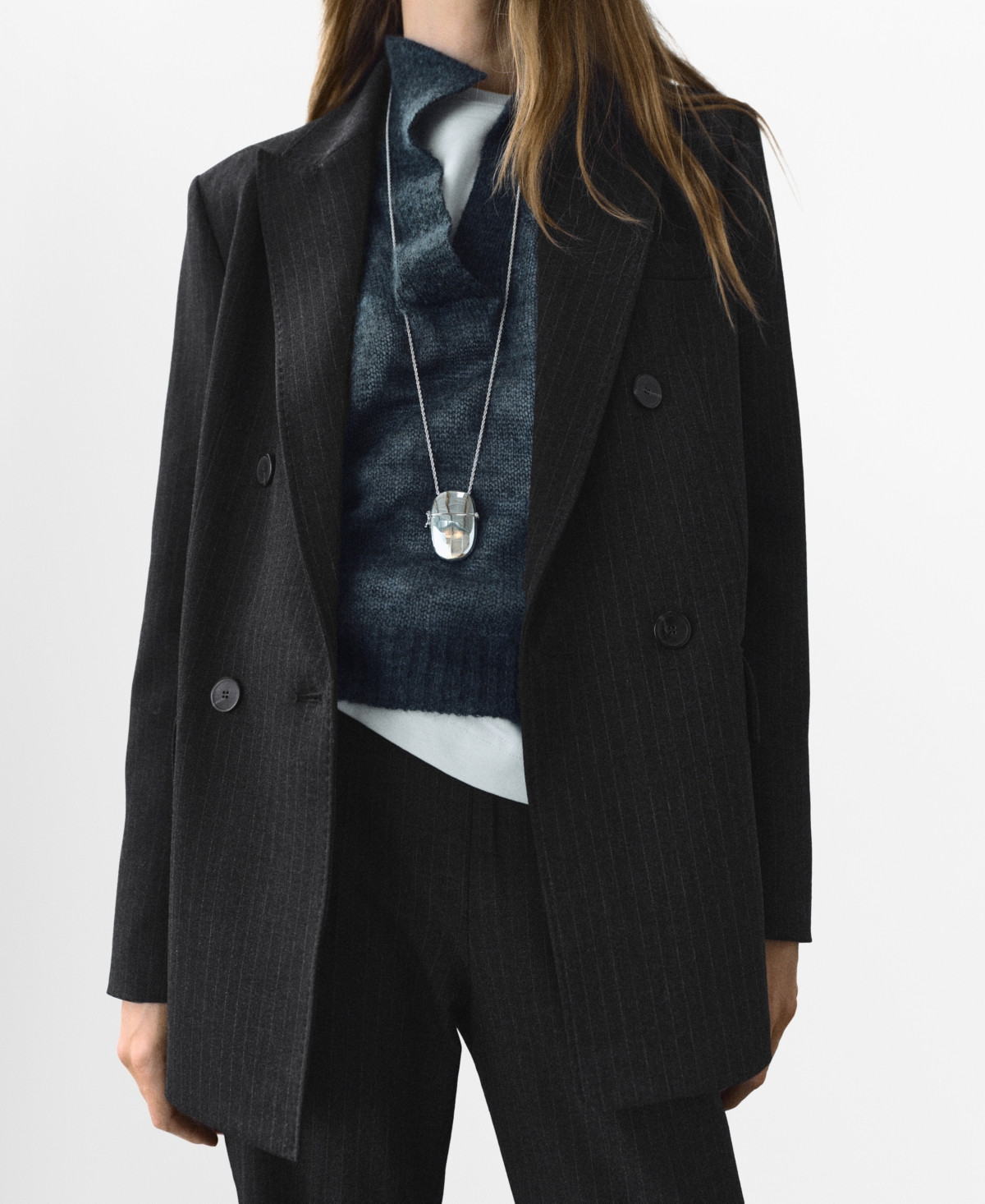 Mango Women's Pinstripe Suit Jacket - Dark Heather Gray | Macy's