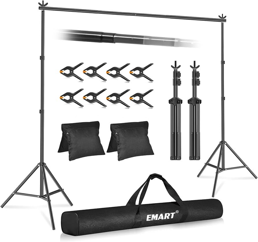 Emart Backdrop Stand 10x7ft(WxH) Photo Studio Adjustable Background Stand Support Kit with 2 Cros... | Amazon (US)