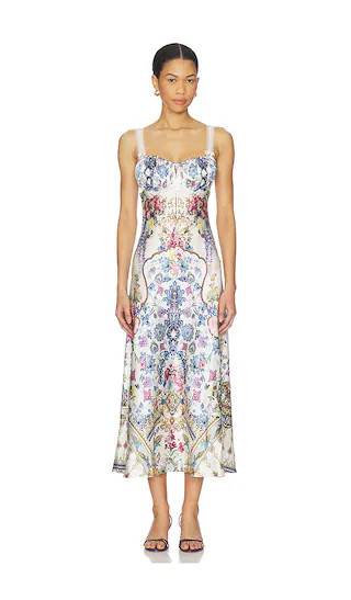 Gathered Bodice Bias Dress in All About That Lace | Revolve Clothing (Global)