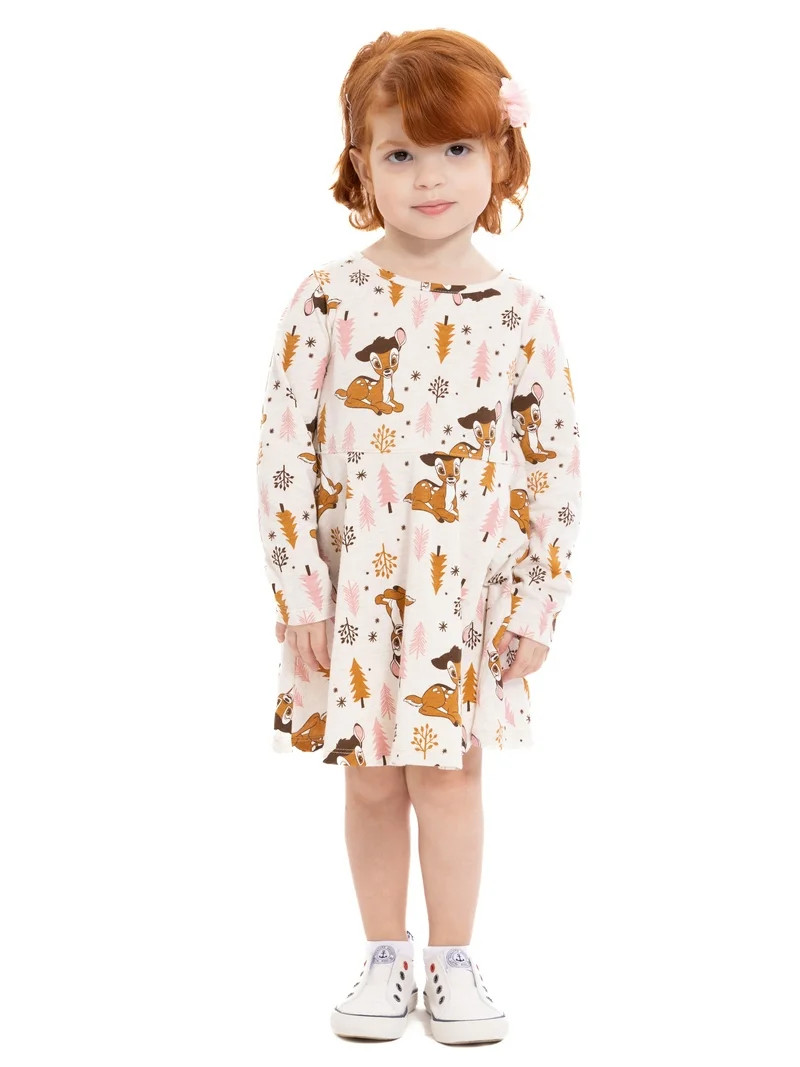Bambi Toddler Girls Allover Print Dress with Long Sleeves, Sizes 12M-5T | Walmart (US)