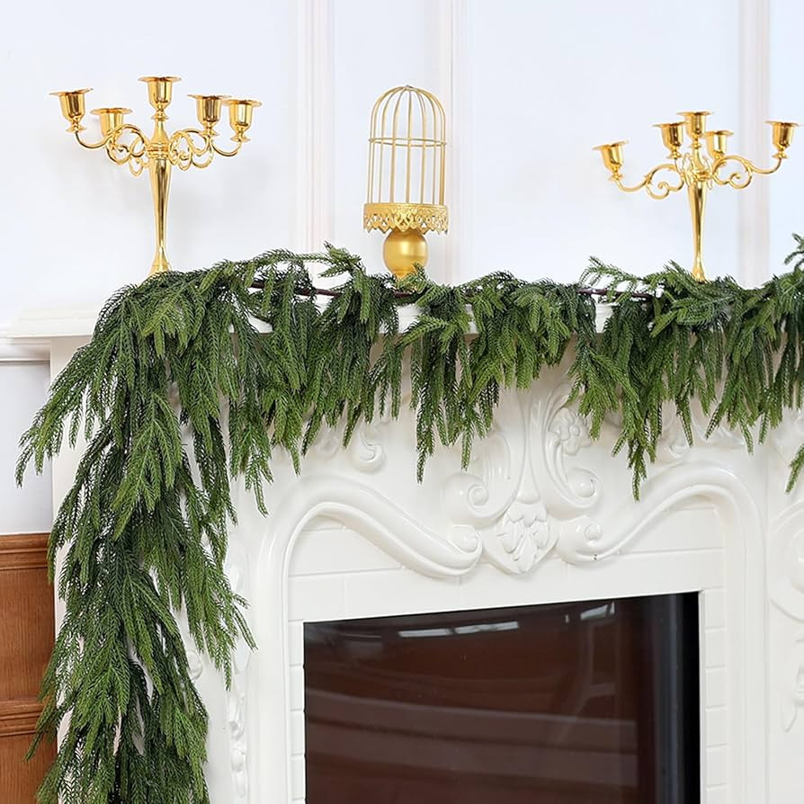 Norfolk Pine Garland - 9ft Artificial Christmas Garland Faux Greenery Garland for Table Fireplace... | Amazon (CA)