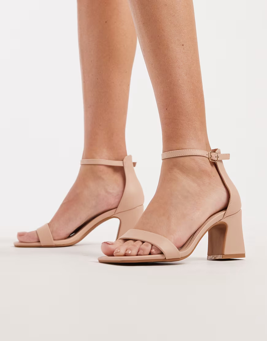 SEQWL Leal block heeled sandal in beige-Neutral | ASOS (Global)