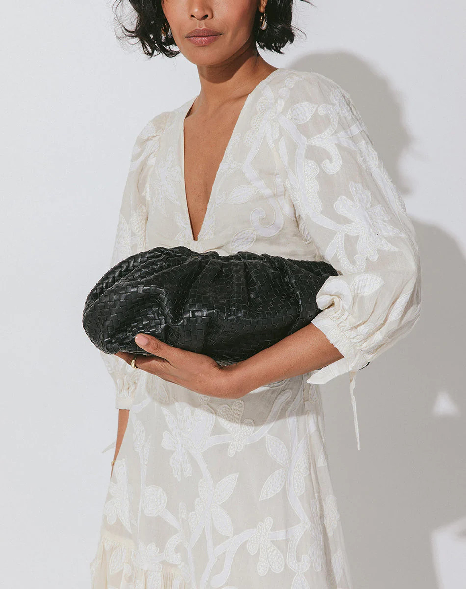 Gigi Woven Clutch | Black | Cleobella