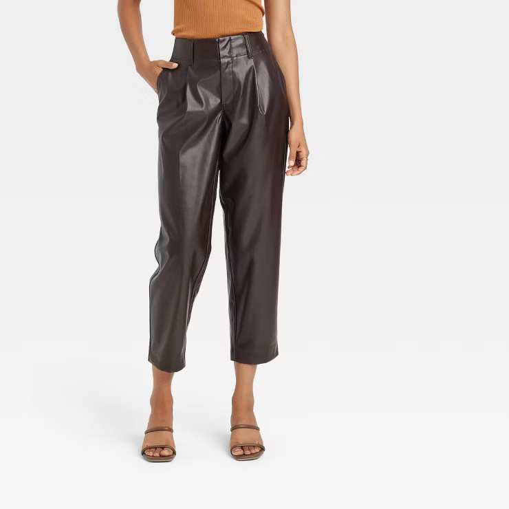 Women's High-Rise Faux Leather Tapered Ankle Pants - A New Day™ | Target