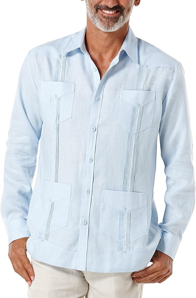 Cubavera Men's 100% Linen Four-Pocket Long Sleeve Guayabera Shirt, Pintuck Detail, Relaxed Fit (A... | Amazon (US)