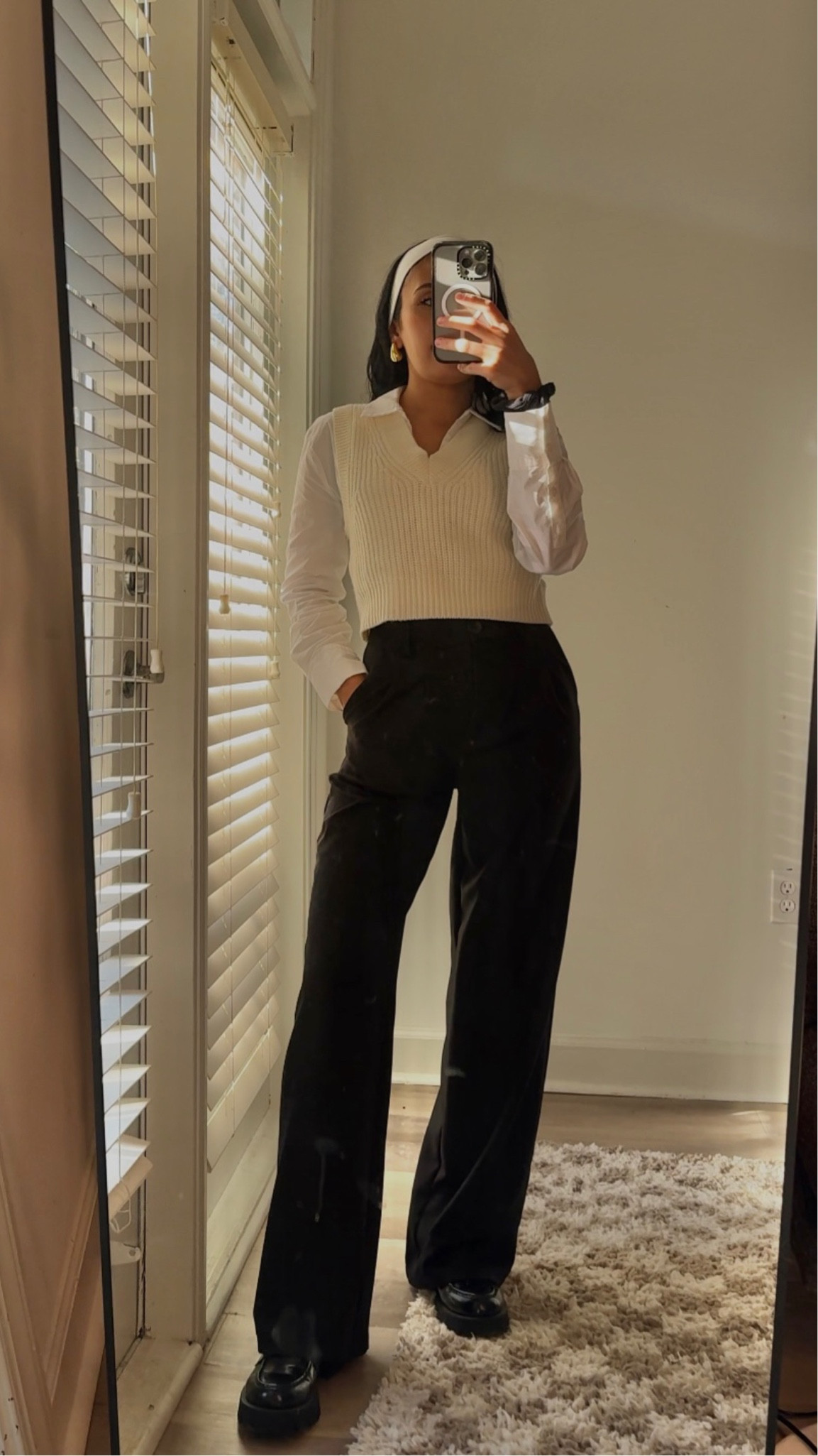 Business casual work fit, Zara button up, h&m sweater vest, princess Polly pants, Steve Madden loafers  

#LTKfindsunder100 #LTKworkwear #LTKU
