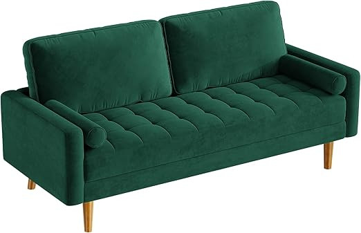 Vesgantti Green Velvet Couch 70 inch, 3-Seater Loveseat Mid-Century Couches for Living Room, Upho... | Amazon (US)