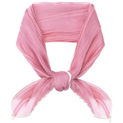 INSPIRE CHIC Women's Pleated Chiffon Contrast Color Trim Semi Sheer Stretchy Gauze Neck Scarves 1Pc 110x50cm/43.3x19.7" Dusty Pink | Target