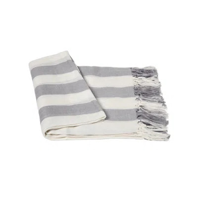 Stripe Linen Throw Blanket Color: Gray / Creme | Wayfair North America