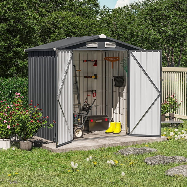 OC Orange-Casual 6' x 4' FT Outdoor Storage Shed, Metal Garden Tool Shed with Lockable Door, Outs... | Walmart (US)