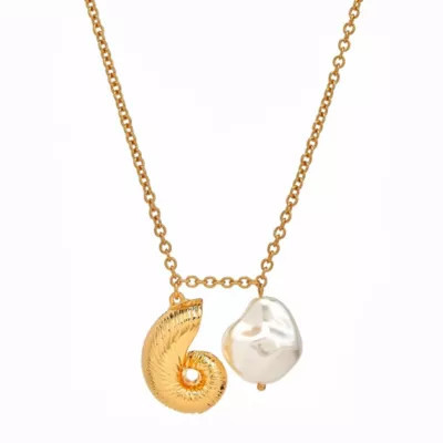 Kenneth Jay Lane Seashell Pendant Necklace, Gold | Belk