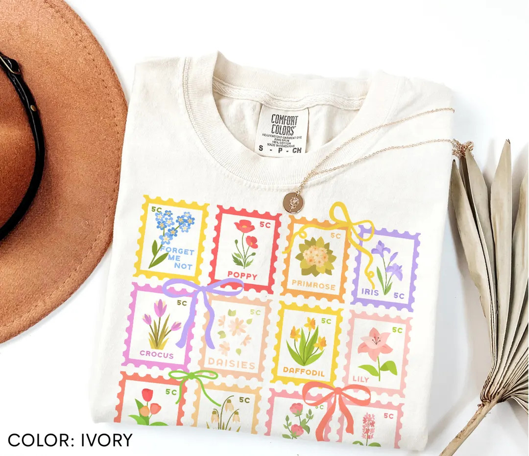 Comfort Colors® Flowers Stamp Shirt, Vintage Floral Postage Stamps Shirt,  Botanical Shirt, Gard... | Etsy (DACH)