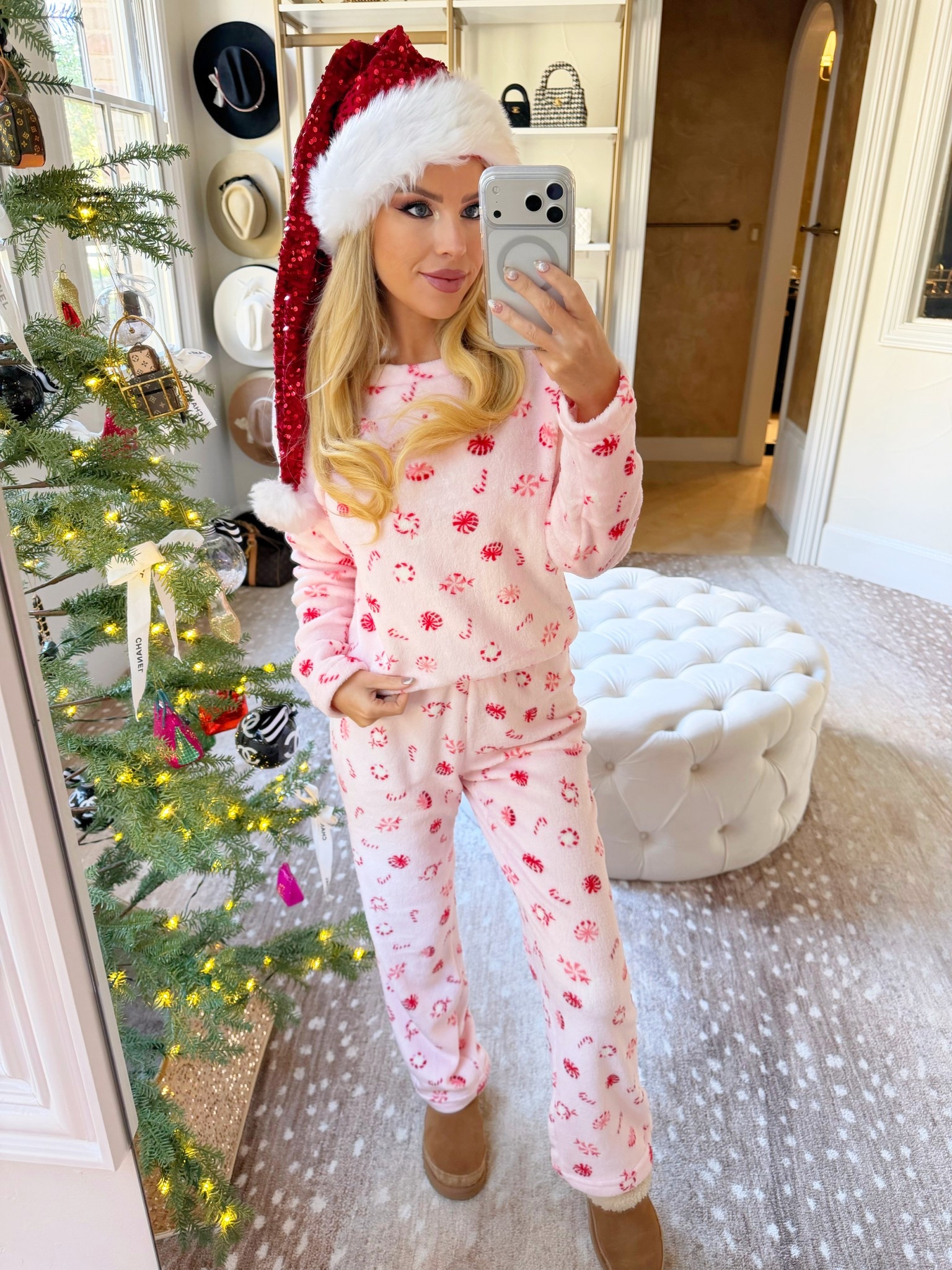 Christmas pajamas. Walmart. Santa hat 

#LTKHoliday