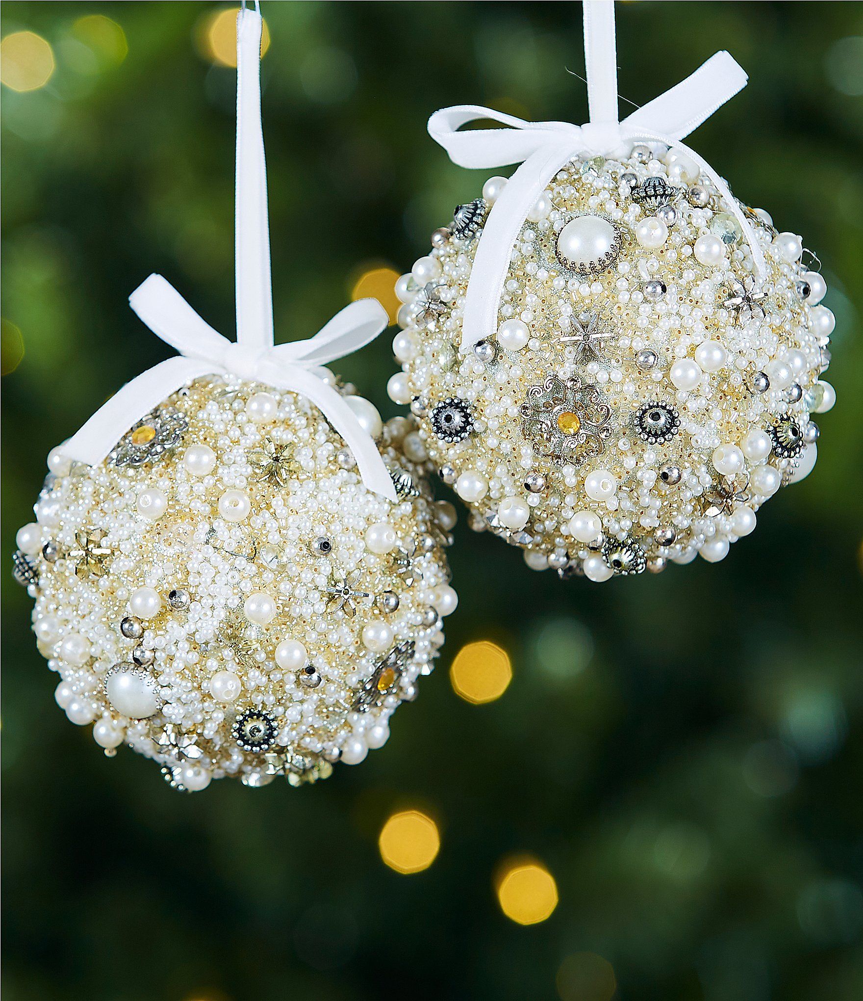 x Mrs. Southern Social Merry & Grand Collection Pearlized Ball Ornament 2-Piece Set | Dillard's
