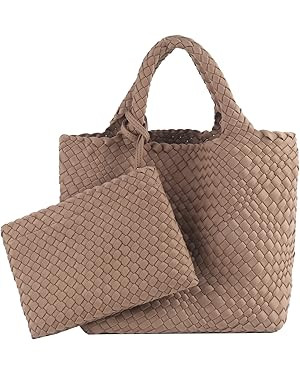 Woven Tote Bag + Purse Women Neoprene Tote Handbag Fashion Large Shoulder Top-Handle Travel Bag U... | Amazon (US)