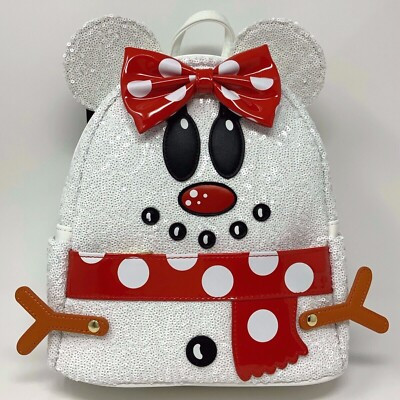 NWT Loungefly Exclusive Disney Snowman Minnie Mouse Sequin Cosplay Mini Backpack | eBay US
