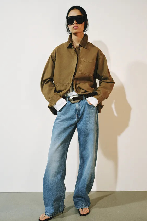 ZW COLLECTION CURVED STRAIGHT MID-WAIST JEANS | Zara UK