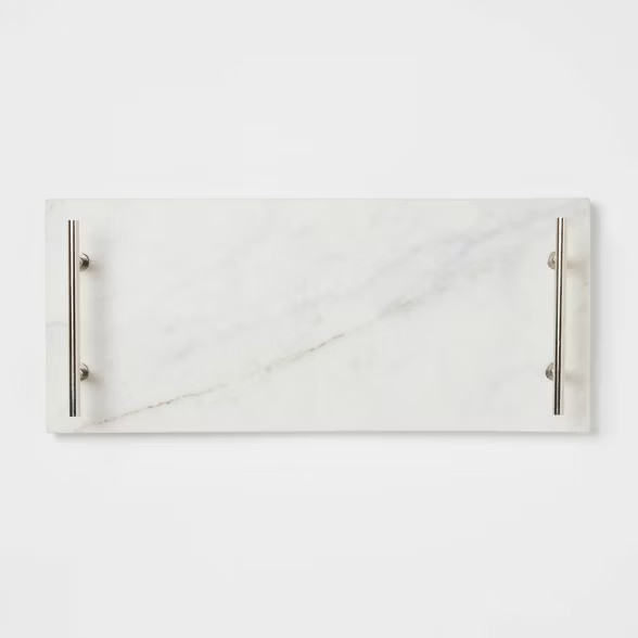 14" x 6" Marble Serving Tray with Metal Handles White - Threshold™ | Target