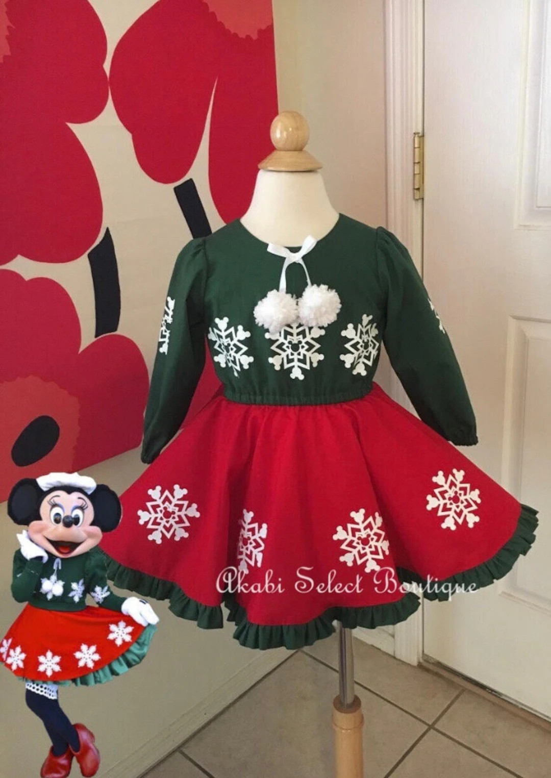 Custom Made to Order Minnie Mouse Christmas Dress/ Minnie Mouse Dress/ Disney Christmas Dress Sz ... | Etsy (US)