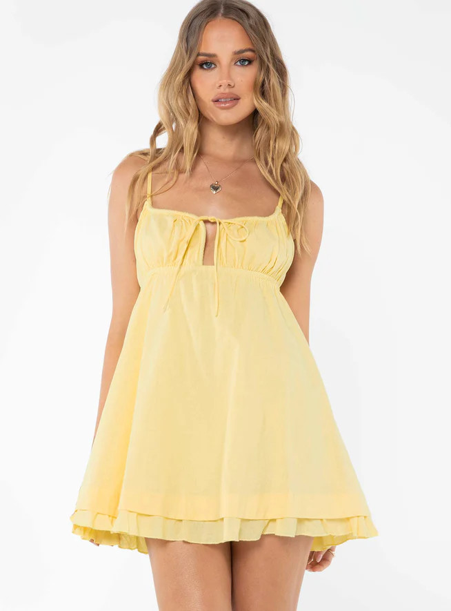 Empress Of Love Mini Dress Yellow | Princess Polly US