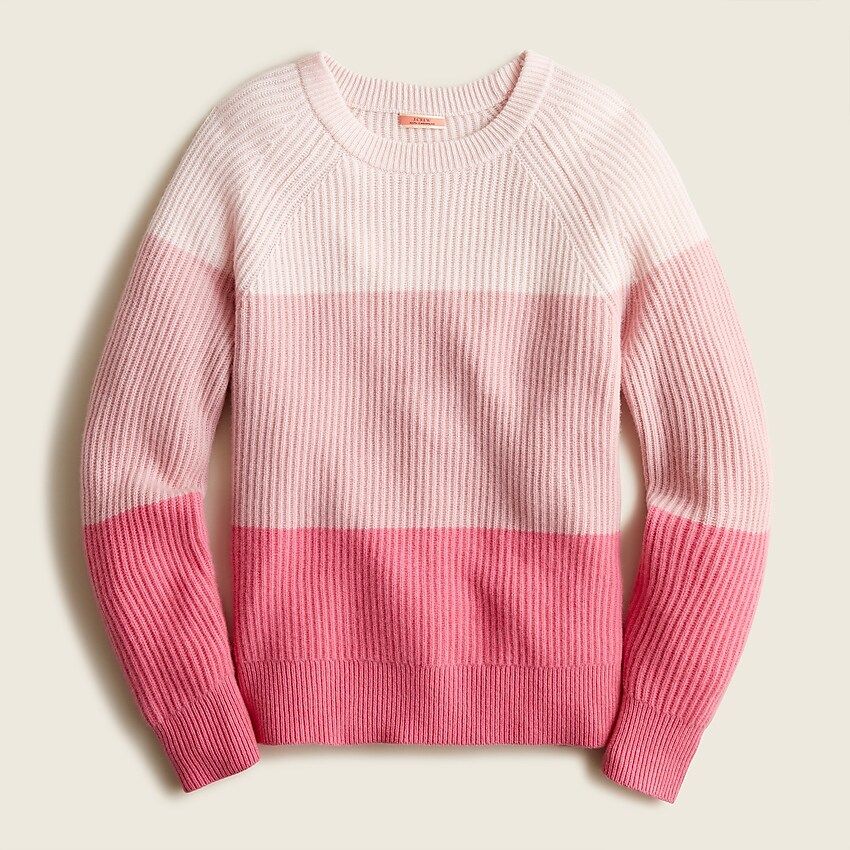 Ribbed-cashmere relaxed crewneck sweater in colorblock | J.Crew US
