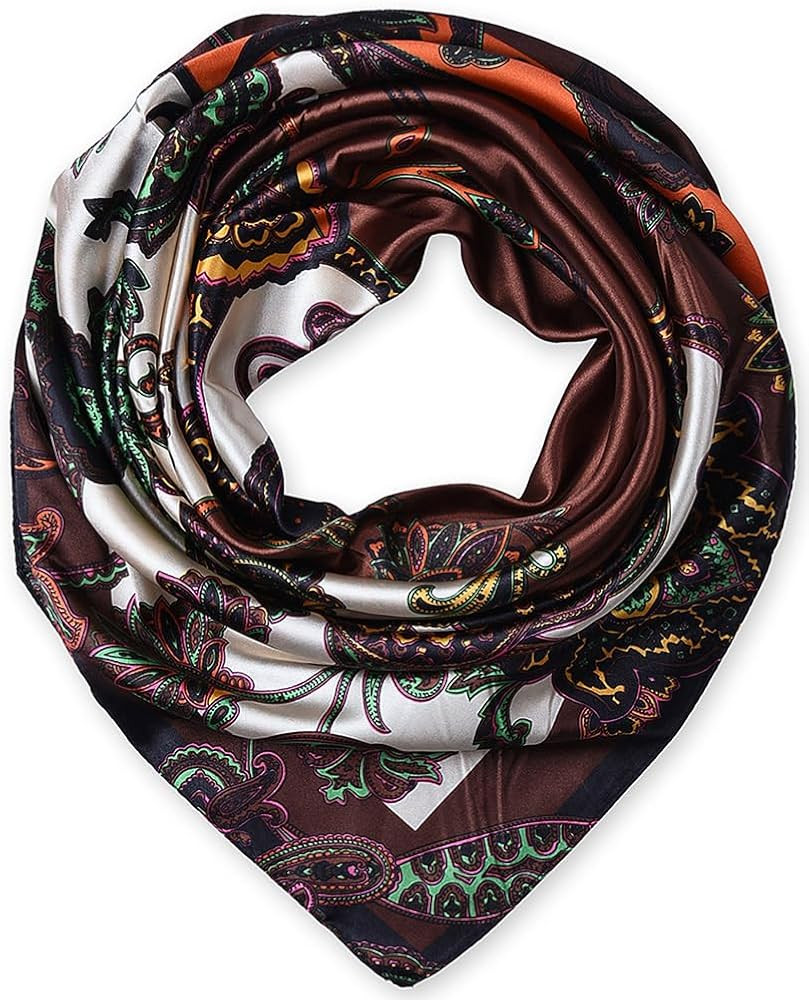 corciova 35 x 35 Satin Square Scarf for Women, Silk-Feel Hair Wrap, Large Bandana, Neck Wrap, Hea... | Amazon (US)