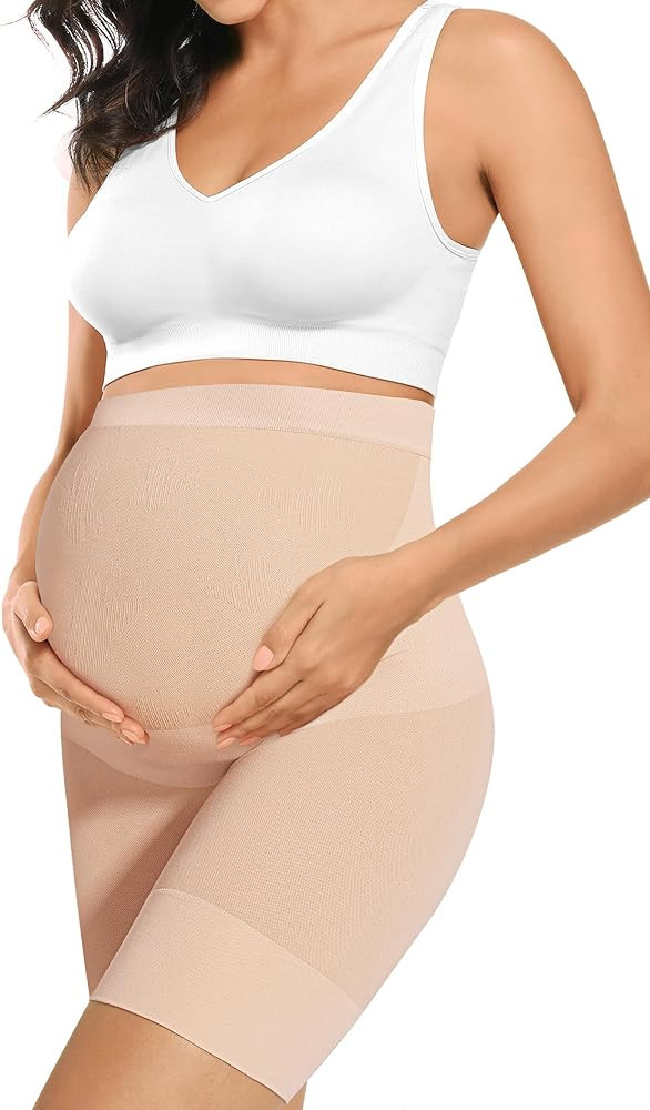 Peauty \u201cBaby Bump\u201d Seamless Maternity Shapewear, High Waisted Mid-Thigh Pregnancy Under... | Amazon (US)