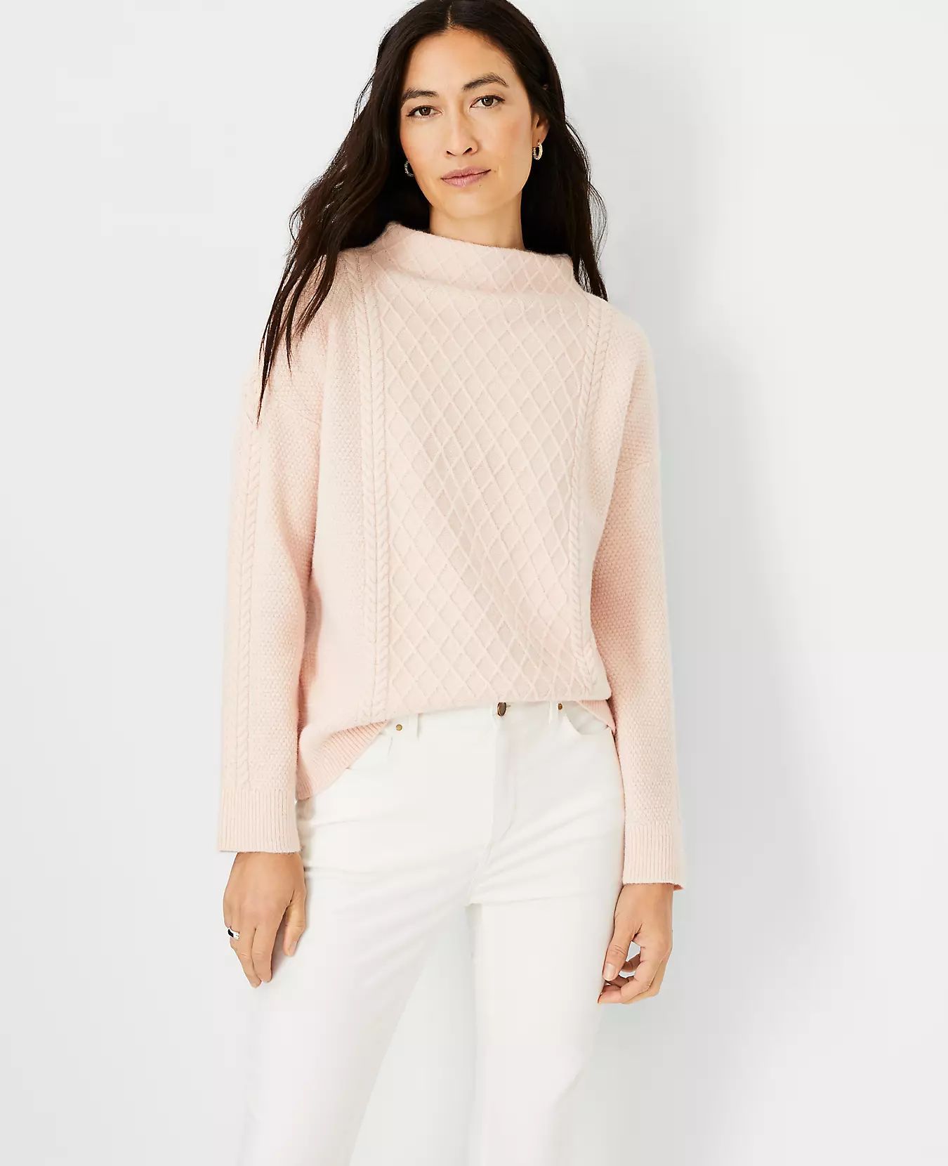 Mock Neck Cable Sweater | Ann Taylor (US)