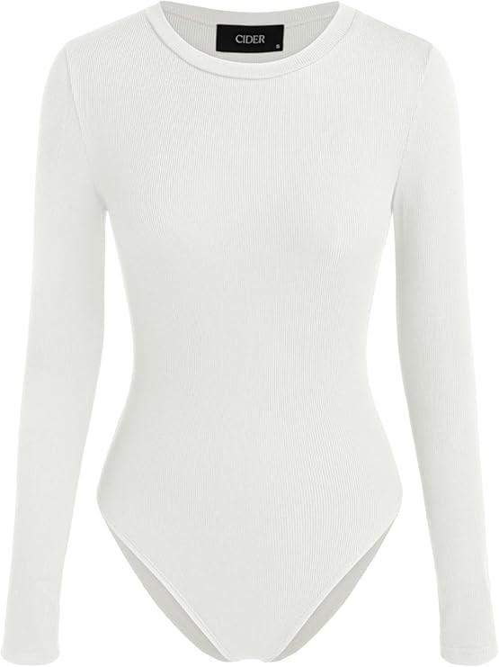 CIDER Women's Round Neckline Long Sleeve Bodysuit | Amazon (US)