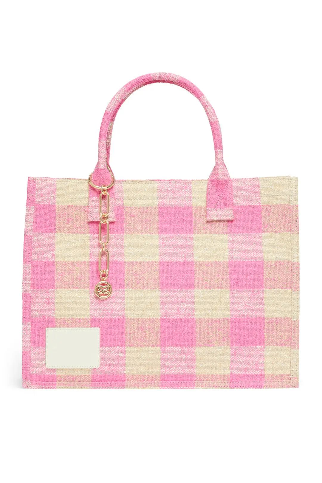 Sandro Pink Gingham Tote Bag | Rent the Runway