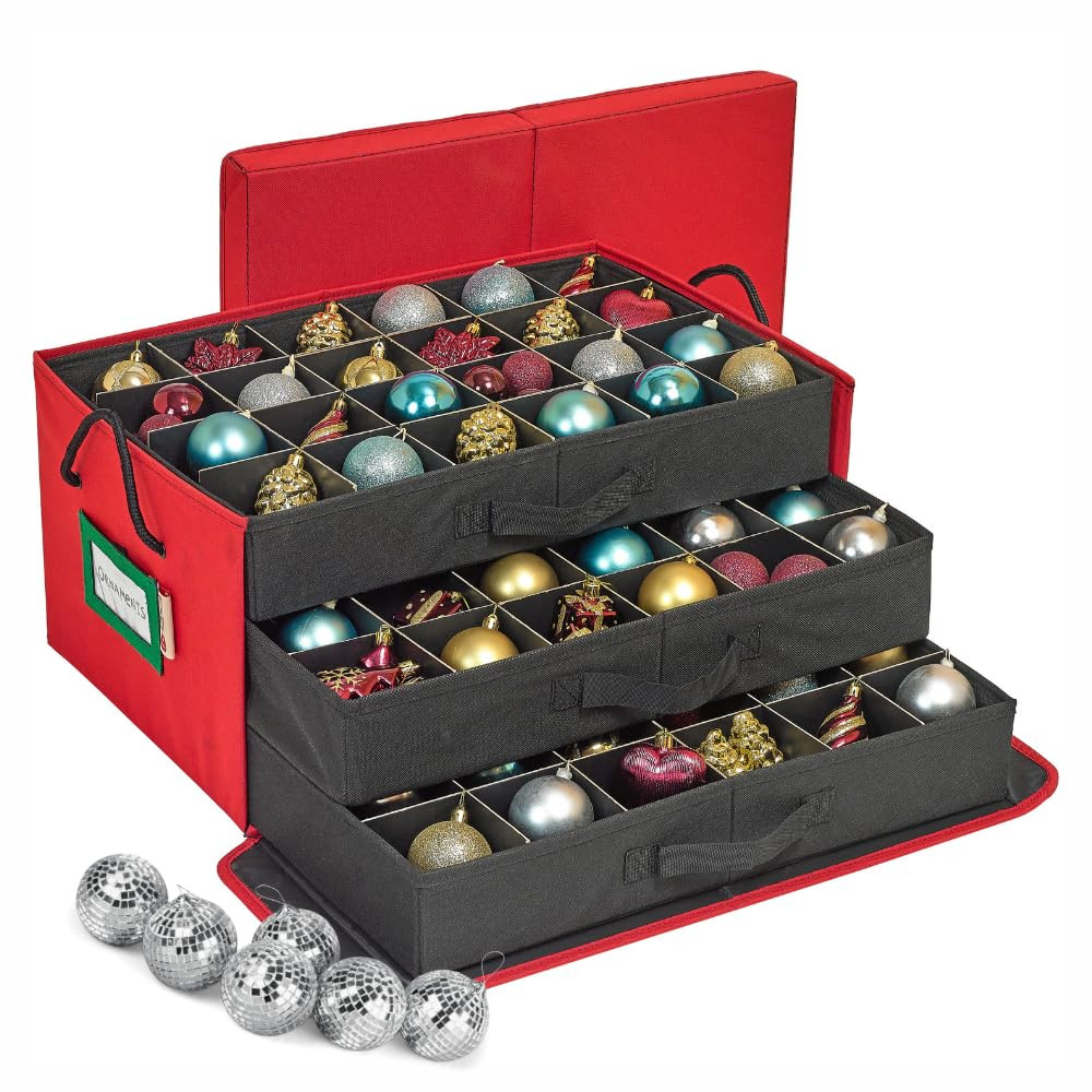 HOLDN’ STORAGE Christmas Ornament Storage Box with Dividers, Holds 72 Ornaments (3 Inch), Large... | Amazon (US)