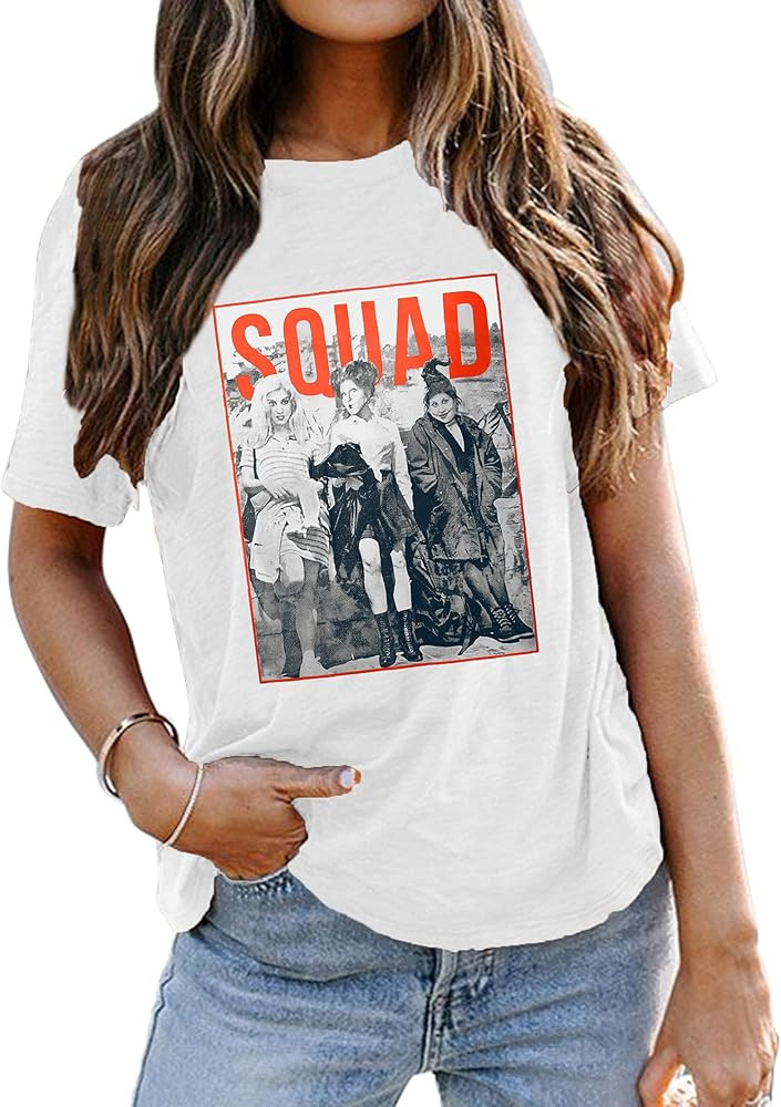 Sanderson Sister Squad Cute T Shirt Halloween Graphic Tees for Women Hocus Pocus Funny Shirts Fal... | Amazon (US)