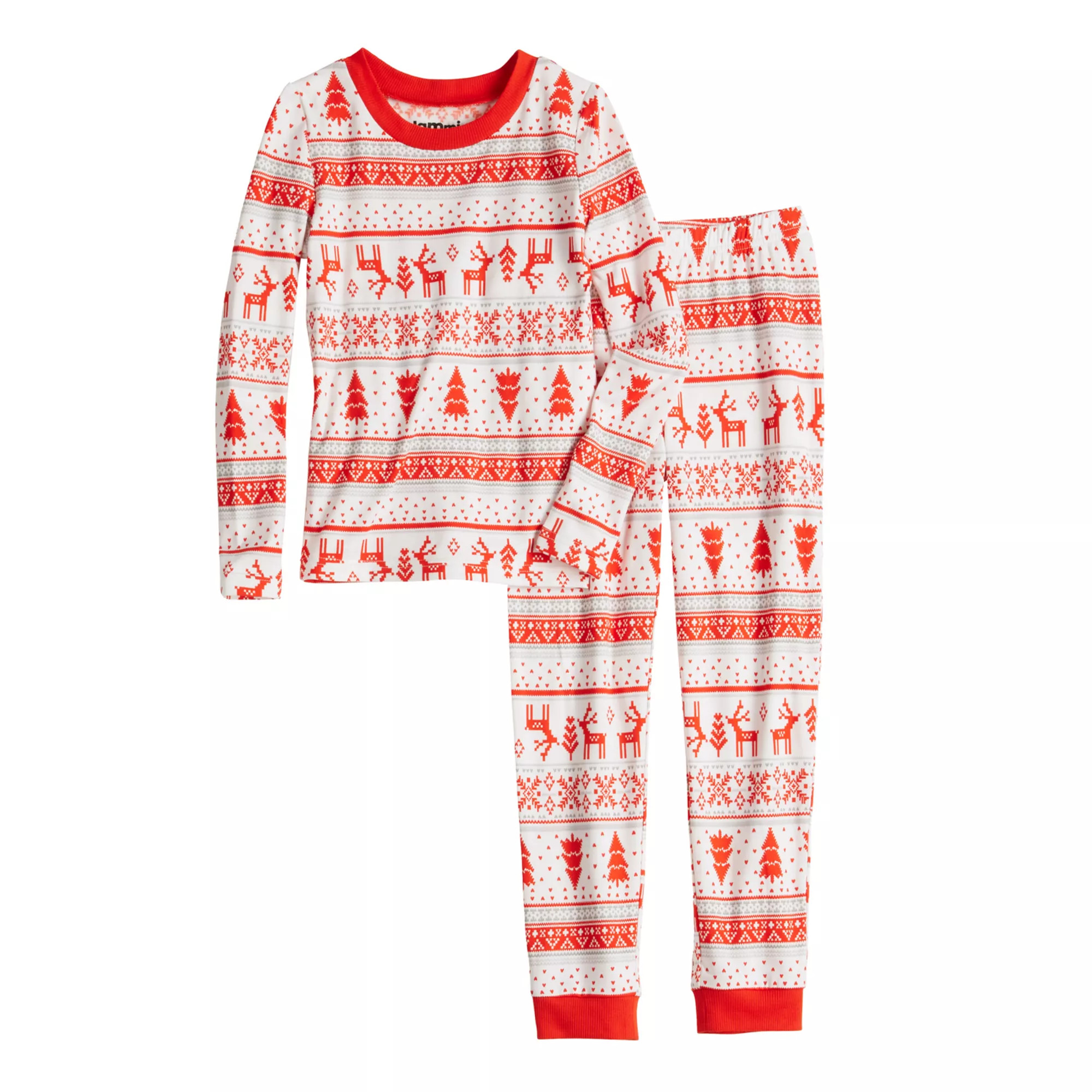 Kids 4-14 Jammies For Your Families® Candy Cane Fairisle Top & Bottoms Pajama Set | Kohl's