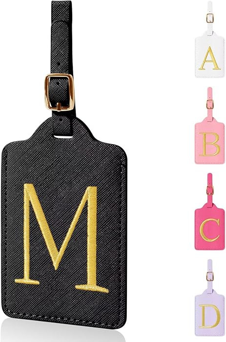 Personalized Initial Luggage Tags for Suitcases,Leather Letter Cute Luggage Tags with Privacy Nam... | Amazon (US)