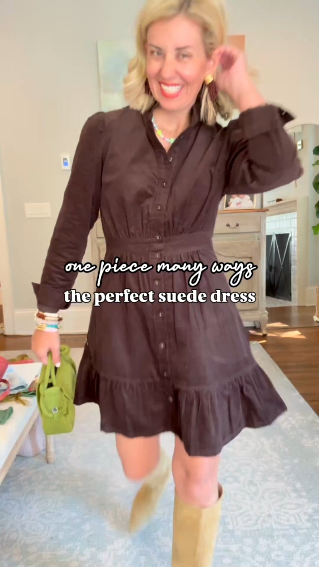 One piece many ways…perfect Avara dress we are styling all the ways! 
Sizing:
Dress - small
Cardigan & Jacket - xs
Boots - 38 tts 
Sneakers - 8 tts
Flats - 7.5 (sized down) 

Codes:
Avara - mixandmatch15
Allie + Bess - Catherine20

#LTKOver40 #LTKSeasonal #LTKdayinmylife