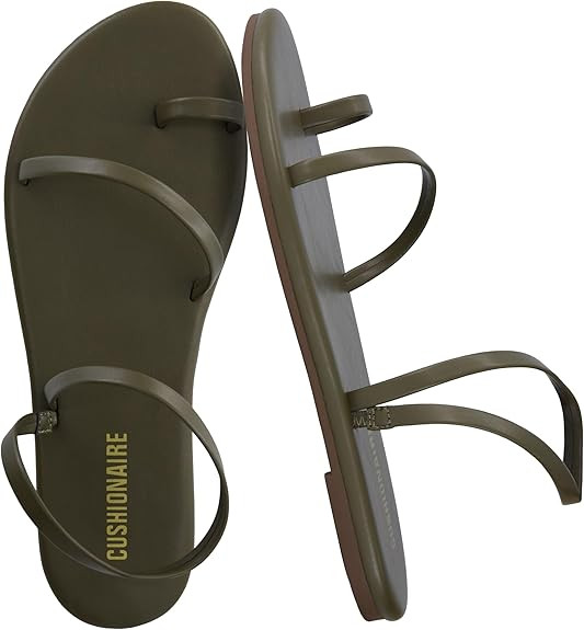 CUSHIONAIRE CHAI Flat Strappy Sandals for Women, Comfortable Dressy Summer Slip-On Sandal with Me... | Amazon (US)