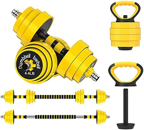 Adjustable Dumbbell Barbell Kettlebell, Free Weights 3-in-1 Dumbbell Barbell Kettlebell Set, Non-... | Amazon (US)