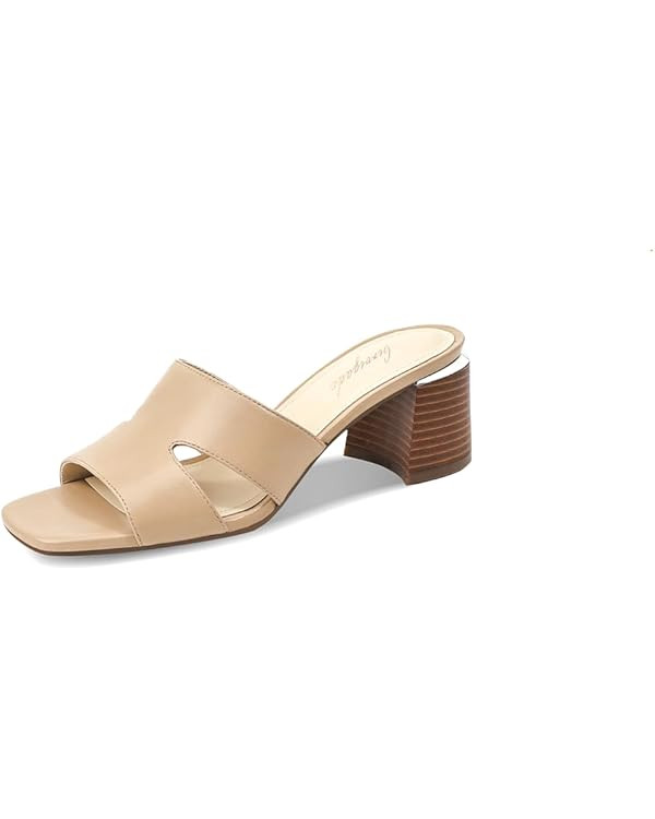 Heeled Sandals for Women Chunky Heels Square Open Toe Mules Dressy Sandals Women Block Low Heel S... | Amazon (US)