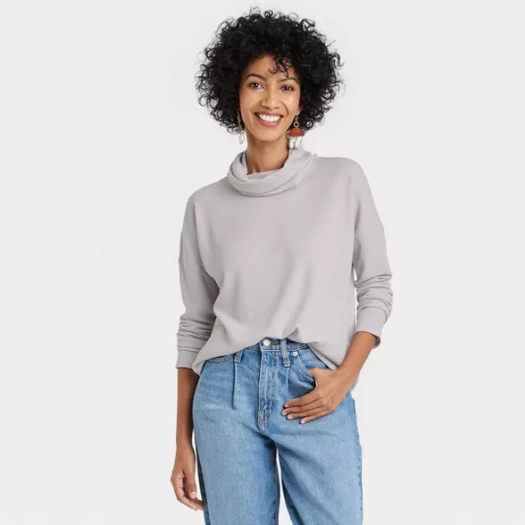 Women's Long Sleeve Turtleneck Waffle T-Shirt - A New Day™ | Target