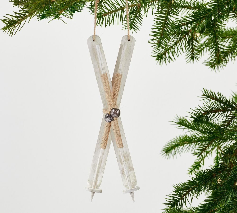 Oversized White Skis Ornament | Pottery Barn (US)