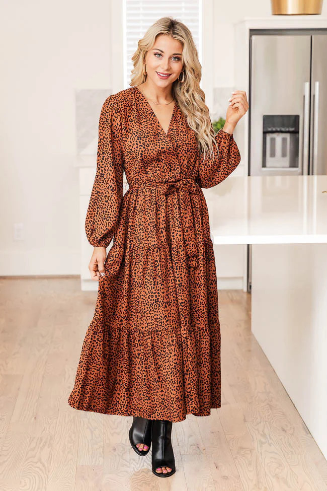 Same Old Song Rust Spotted Tiered Midi Dress FINAL SALE | Pink Lily