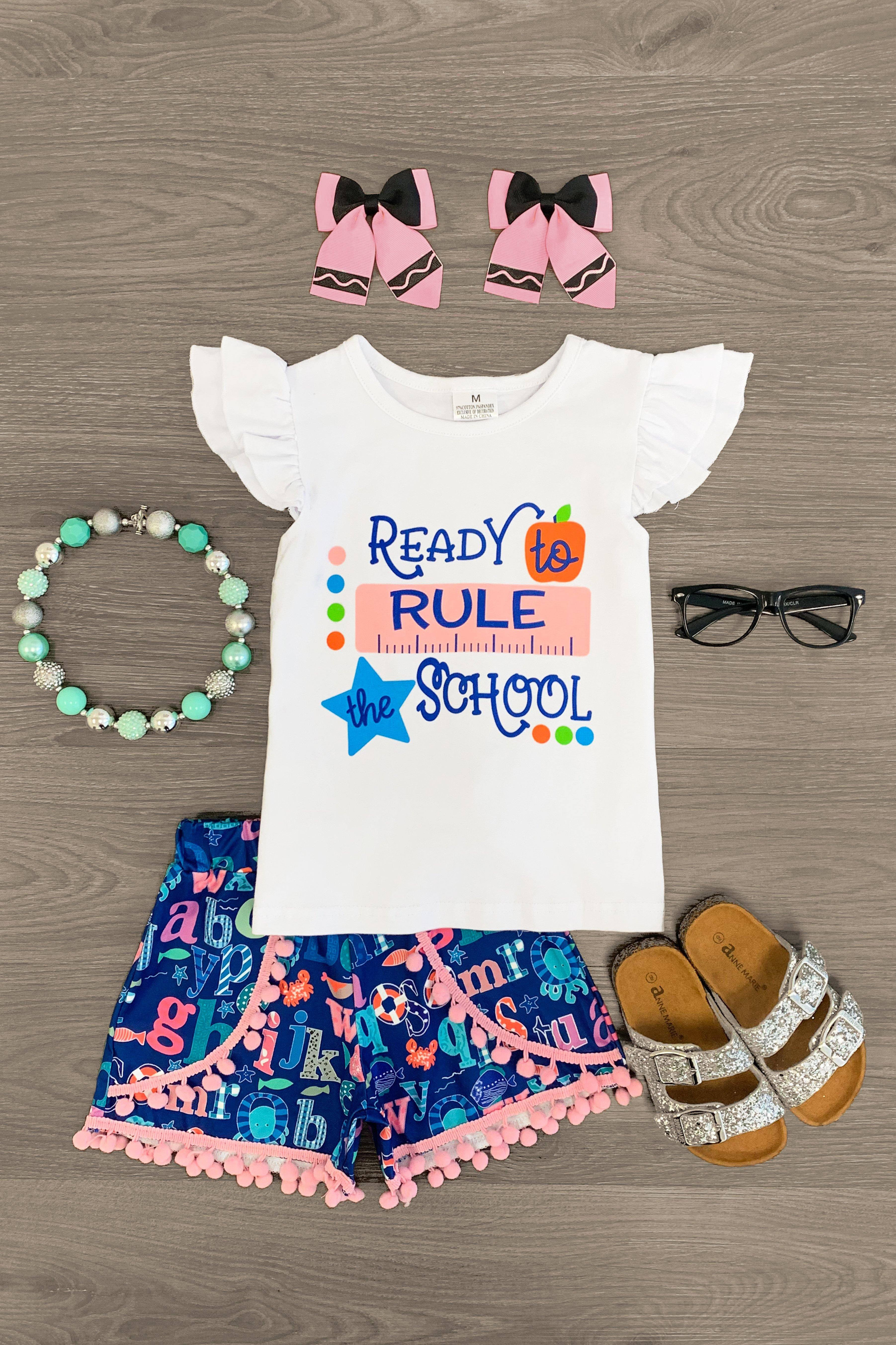 "Ready To Rule The School" Pom Pom Short Set | Sparkle In Pink